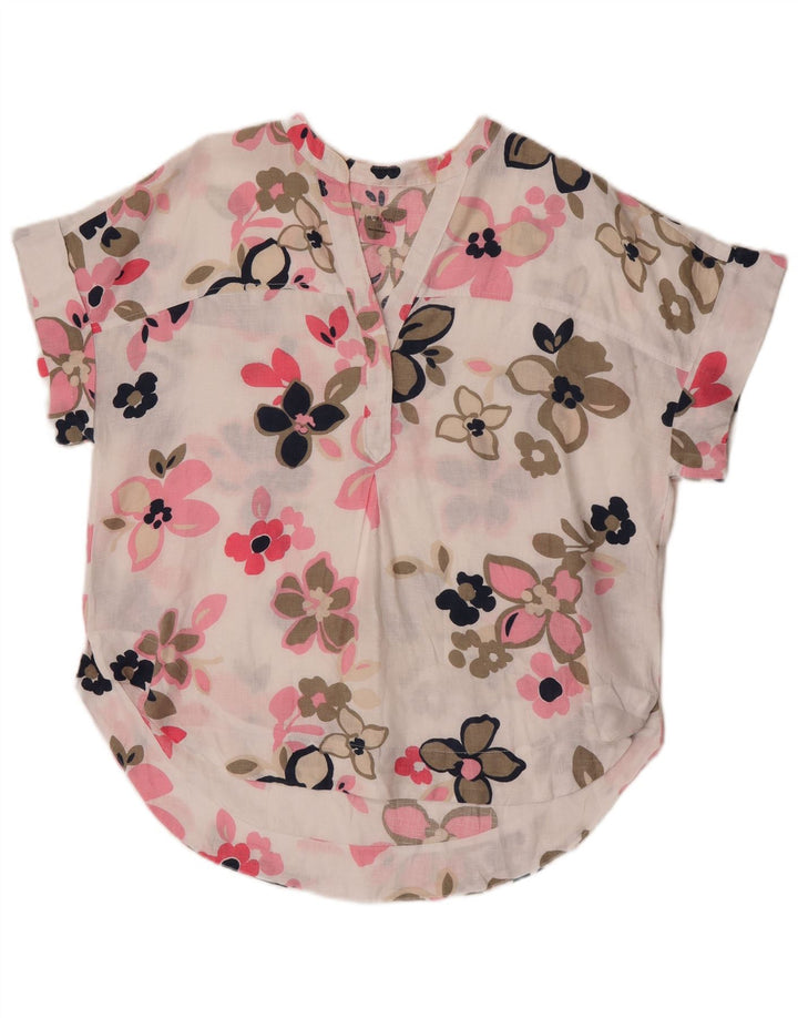 Marks & Spencer – Übergroßes Blusenoberteil für Damen, UK 12, mittelweißes, geblümtes Leinen