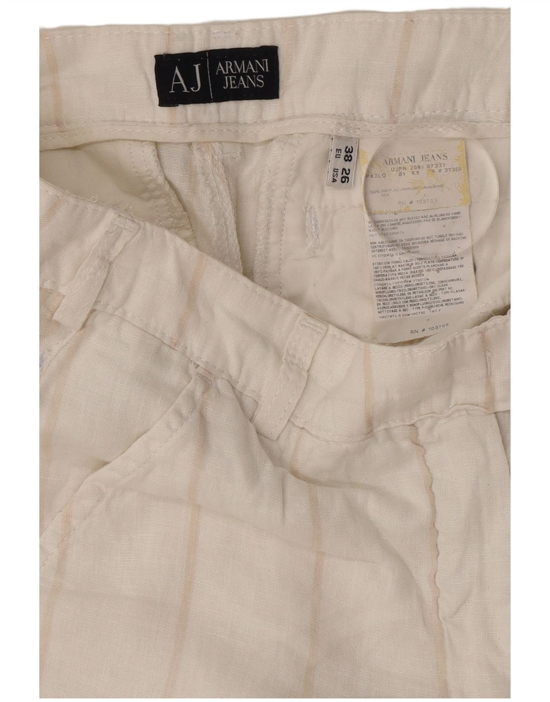 Gerade Anzughose für Damen von Armani, EU 38, mittelgroß, W28, L31, weiß gestreift