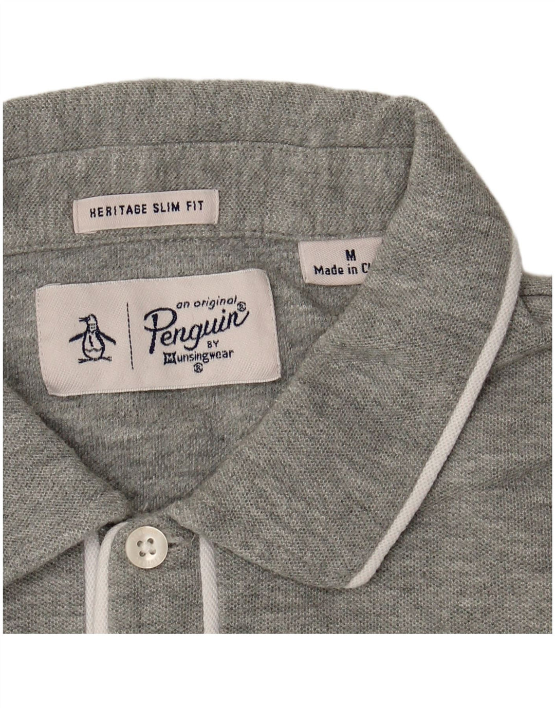 Penguin Herren Heritage Slim Fit Poloshirt Mittelgrau gestreift