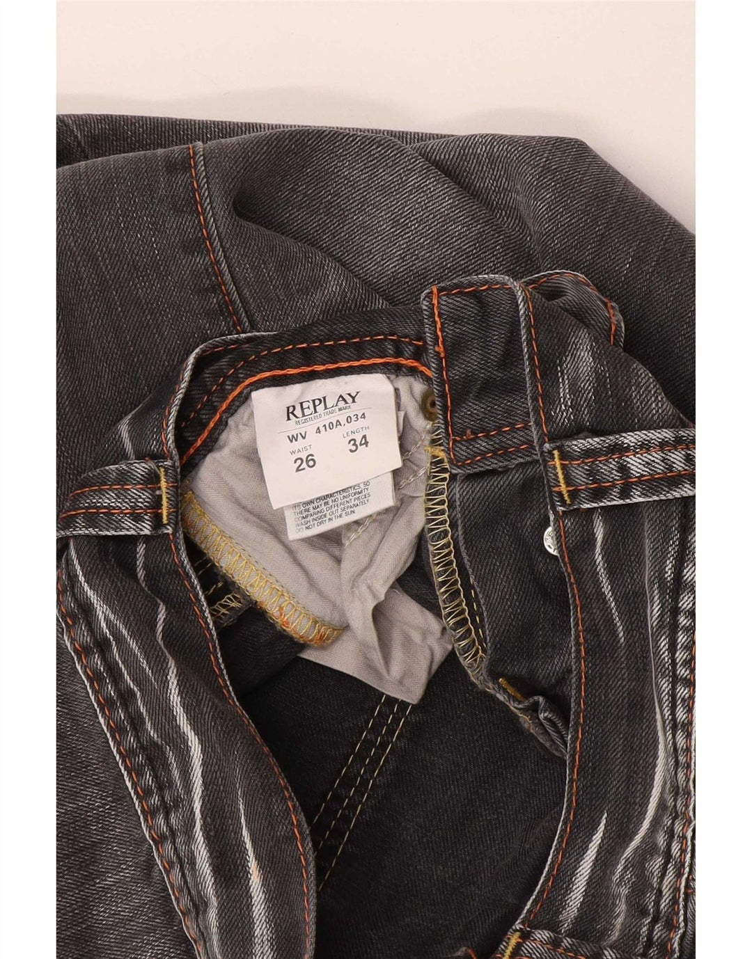Replay Damen Bootcut Jeans W26 L27 Graue Baumwolle