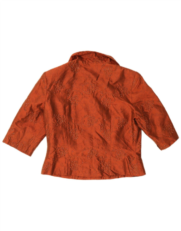 Blunauta Damen 4-Knopf-3-teiliges Set IT 42 Medium W28 Orange Blumenseide