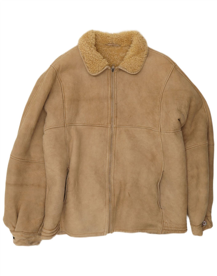 Vintage Herren Shearling Jacke UK 38 Mittelbraun