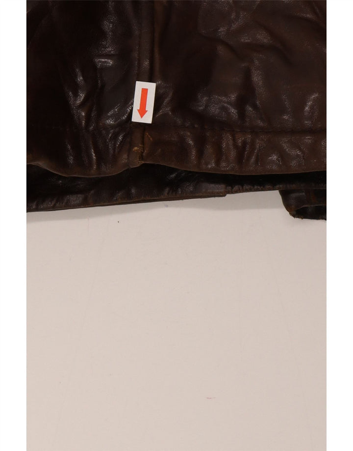 Vintage Herren Lederjacke IT 54 2XL Braunes Leder