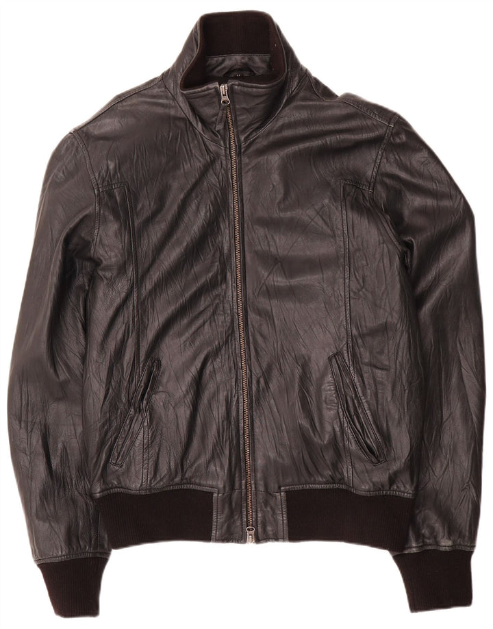 Bata and More Herren-Bomber-Lederjacke, Größe 54, großes schwarzes Leder