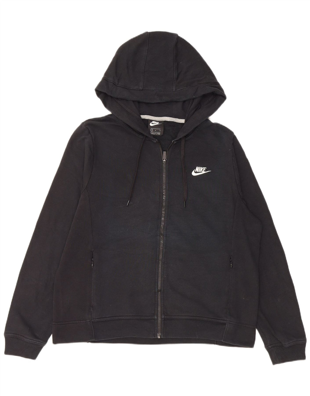 NIKE Damen-Kapuzenpullover mit Reißverschluss, UK 16, Größe L, Schwarz, Baumwolle