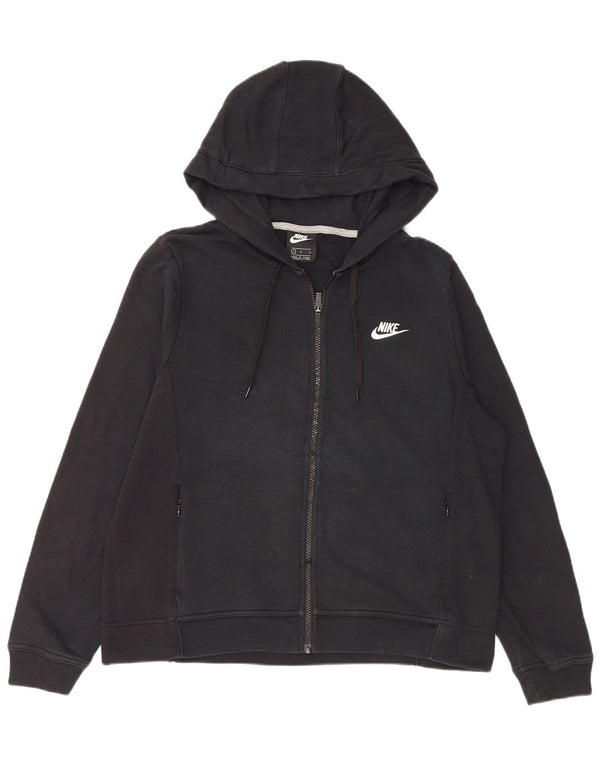 NIKE Damen-Kapuzenpullover mit Reißverschluss, UK 16, Größe L, Schwarz, Baumwolle