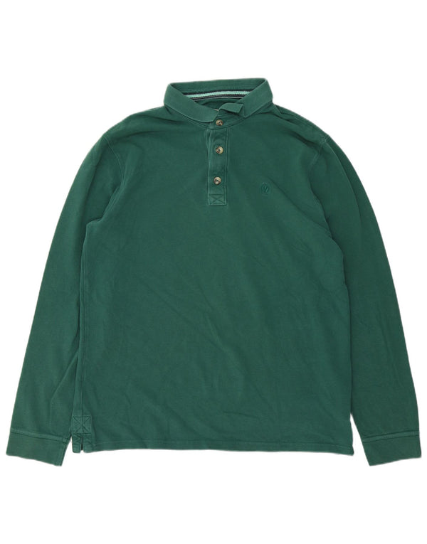 Fat Face Herren-Langarm-Poloshirt, groß, grüne Baumwolle
