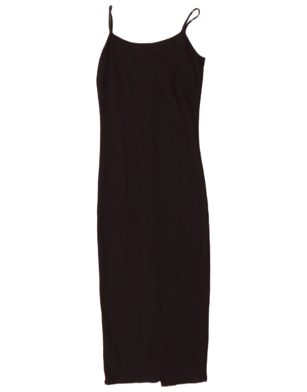 Vintage Damen Ärmelloses, figurbetontes Kleid UK 8 Small Schwarz