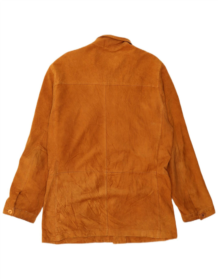 VINTAGE Herren Wildlederjacke IT 50 Großes Beige Leder