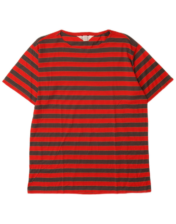 Ermenegildo Zegna Womens T-Shirt Top UK 12 Medium Red Striped Cotton