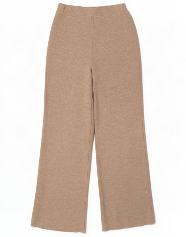 Zara Womens Wide Leg Tracksuit Trousers Small W28 L28 Beige Cotton