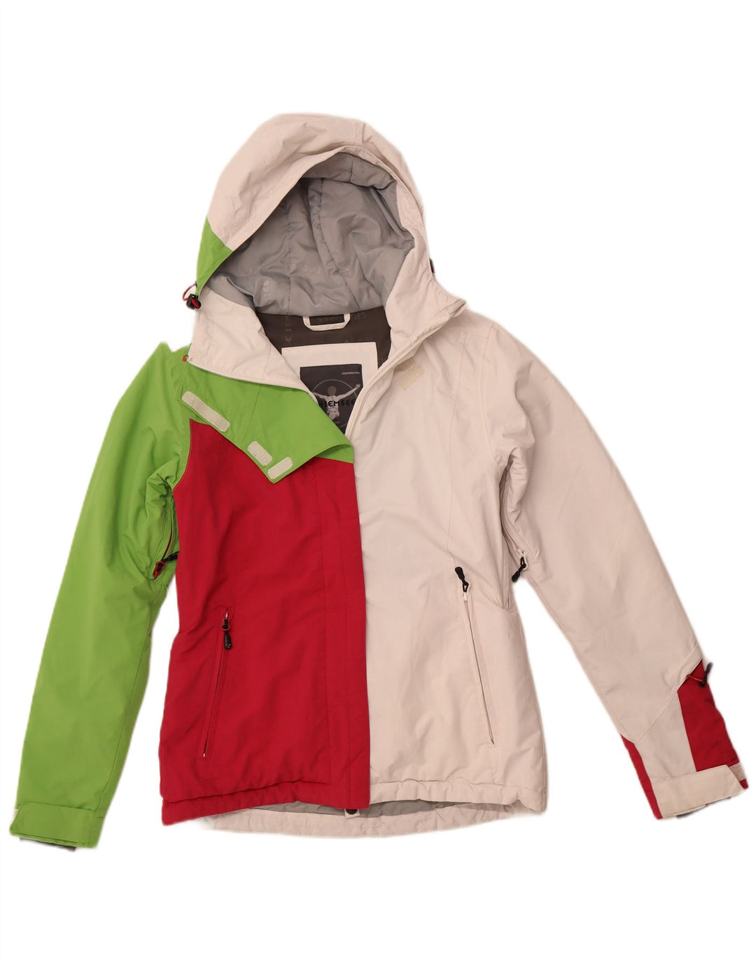 CHIEMSEE Damen-Windbreakerjacke mit Kapuze, UK 6, XS, Weiß, Farbblock