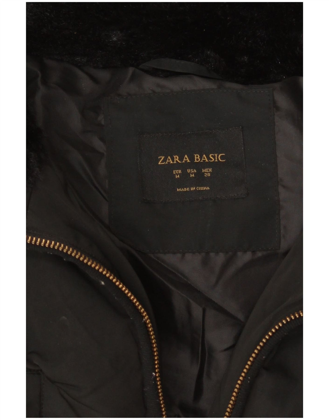 Zara Damen Wattierter Mantel UK 12 Medium Schwarz