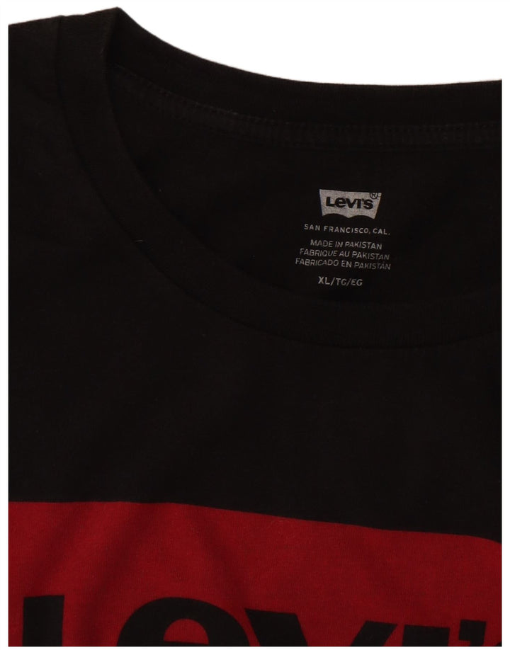 LEVI'S Damen Grafik-T-Shirt-Oberteil UK 18 XL Schwarz