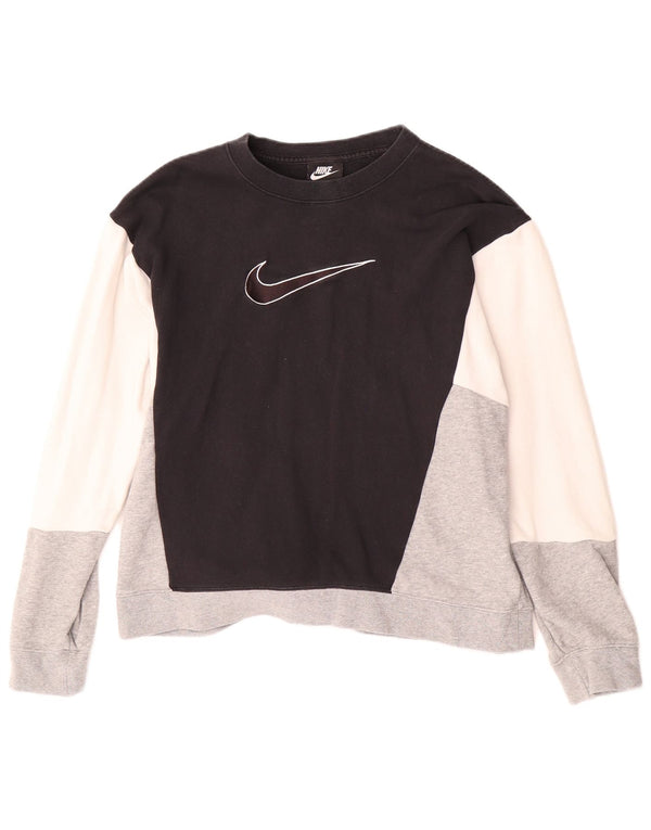NIKE Damen-Sweatshirt in Übergröße, Größe UK 16, Größe L, Schwarz, Farbblock