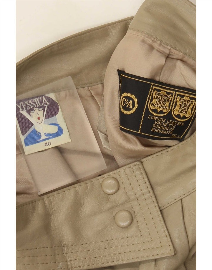 C&A Damen Tapered Lederhose EU 40 Medium W28 L32 Beige Leder