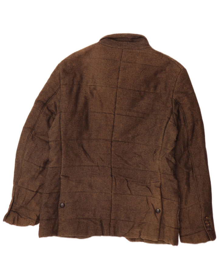 Massimo Dutti Herren Wattierte Jacke EU 48 Mittelbraun gefleckte Baumwolle