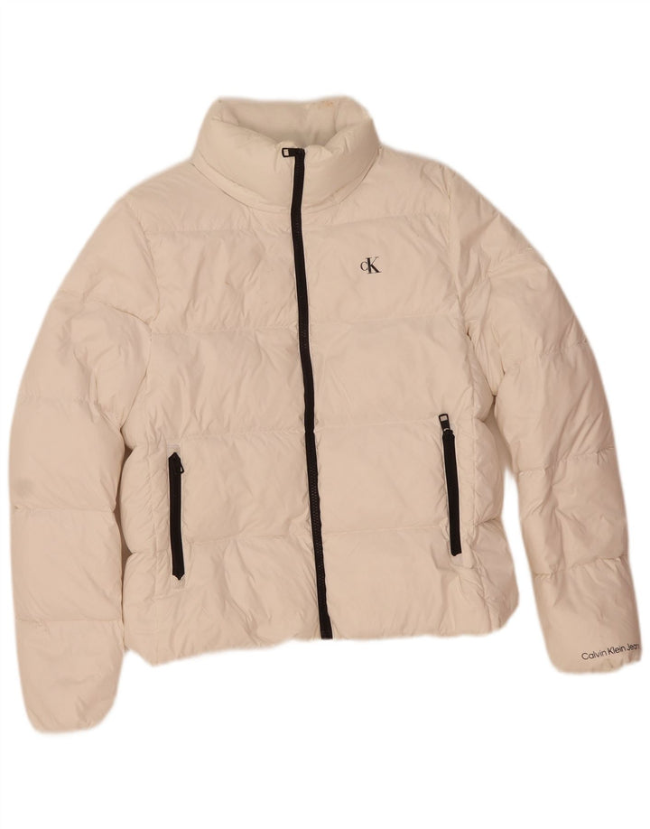 Calvin Klein Jeans Damen Wattierte Jacke UK 10 Small Weiß Polyamid