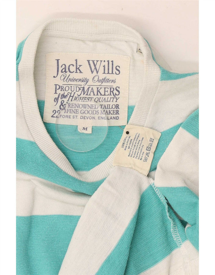 Jack Wills Herren T-Shirt-Oberteil aus mittelgrüner, gestreifter Baumwolle