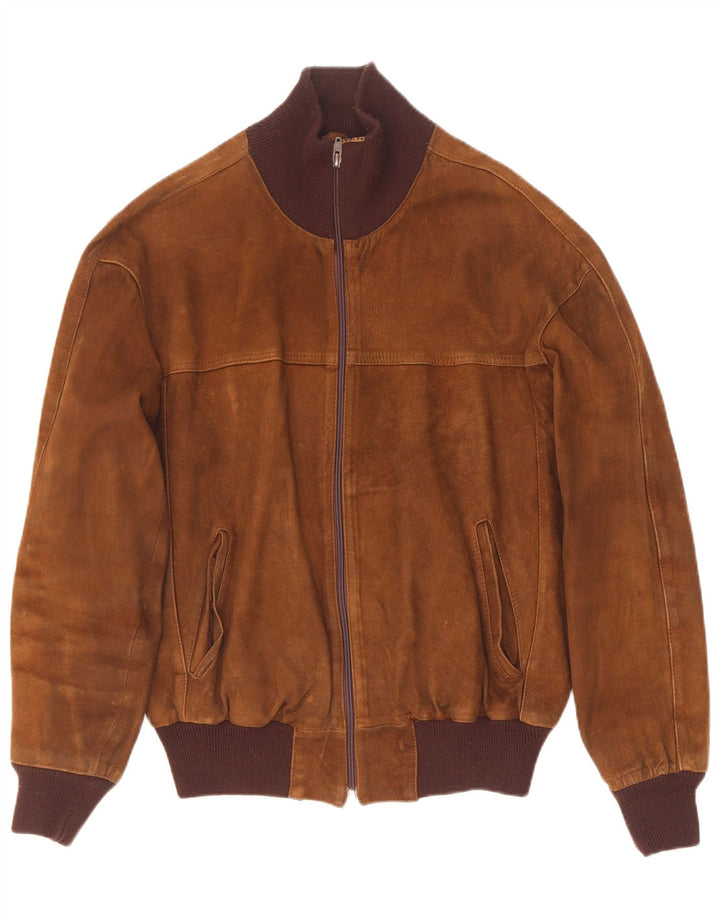 Vintage Herren Wildleder Bomberjacke IT 50 Large Braun