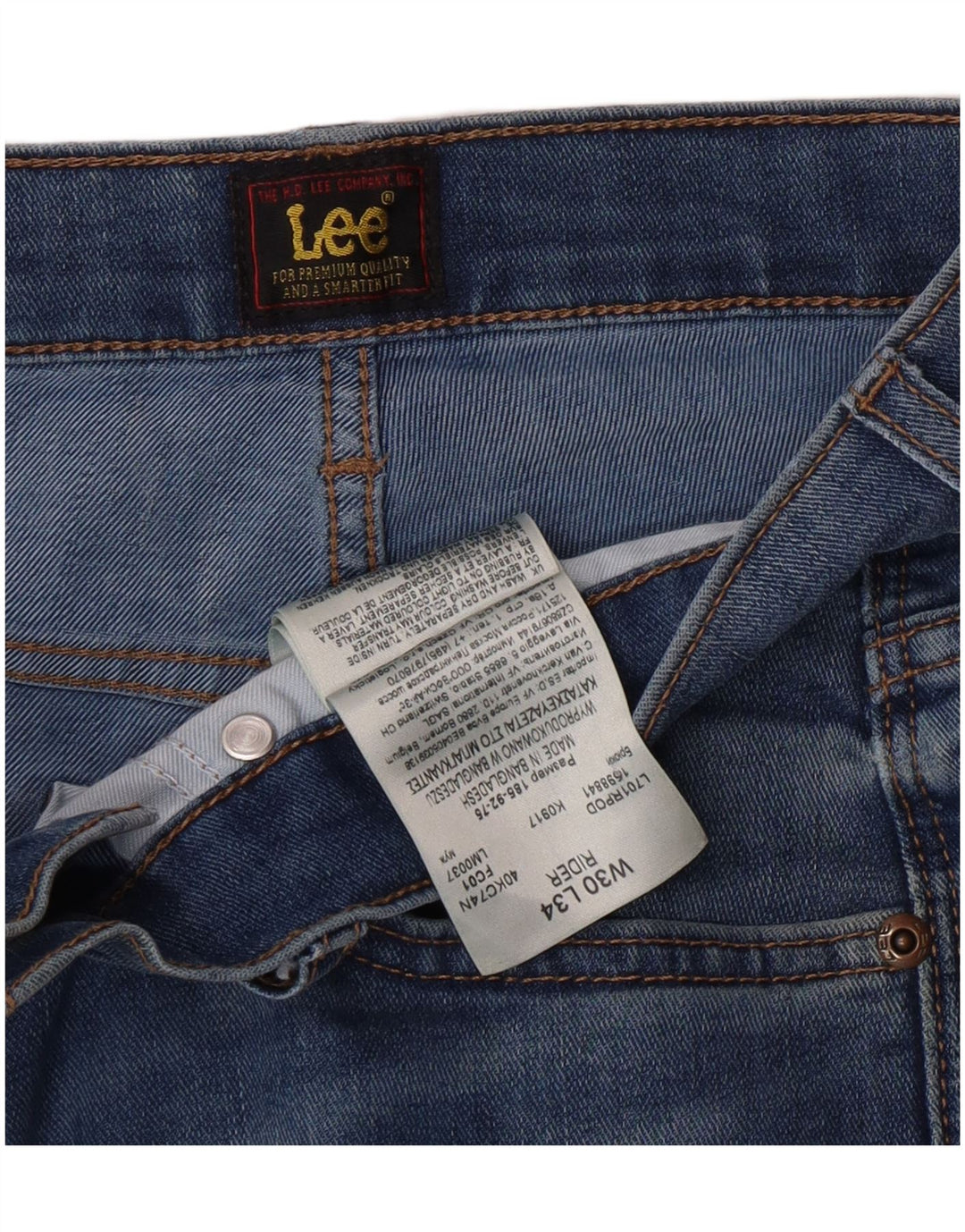Lee Damen Rider Slim Jeans W30 L34 Blaue Baumwolle