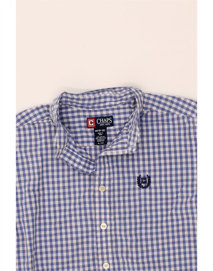 CHAPS Boys Short Sleeve Shirt 10-11 Years Medium  Blue Gingham Cotton Vintage Chaps and Second-Hand Chaps from Messina Hembry 