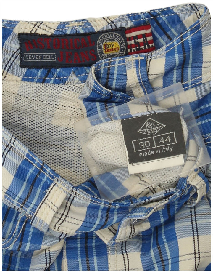 Roy Rogers Damen Freizeitshorts IT 44 Medium W30 Blau kariertes Polyamid