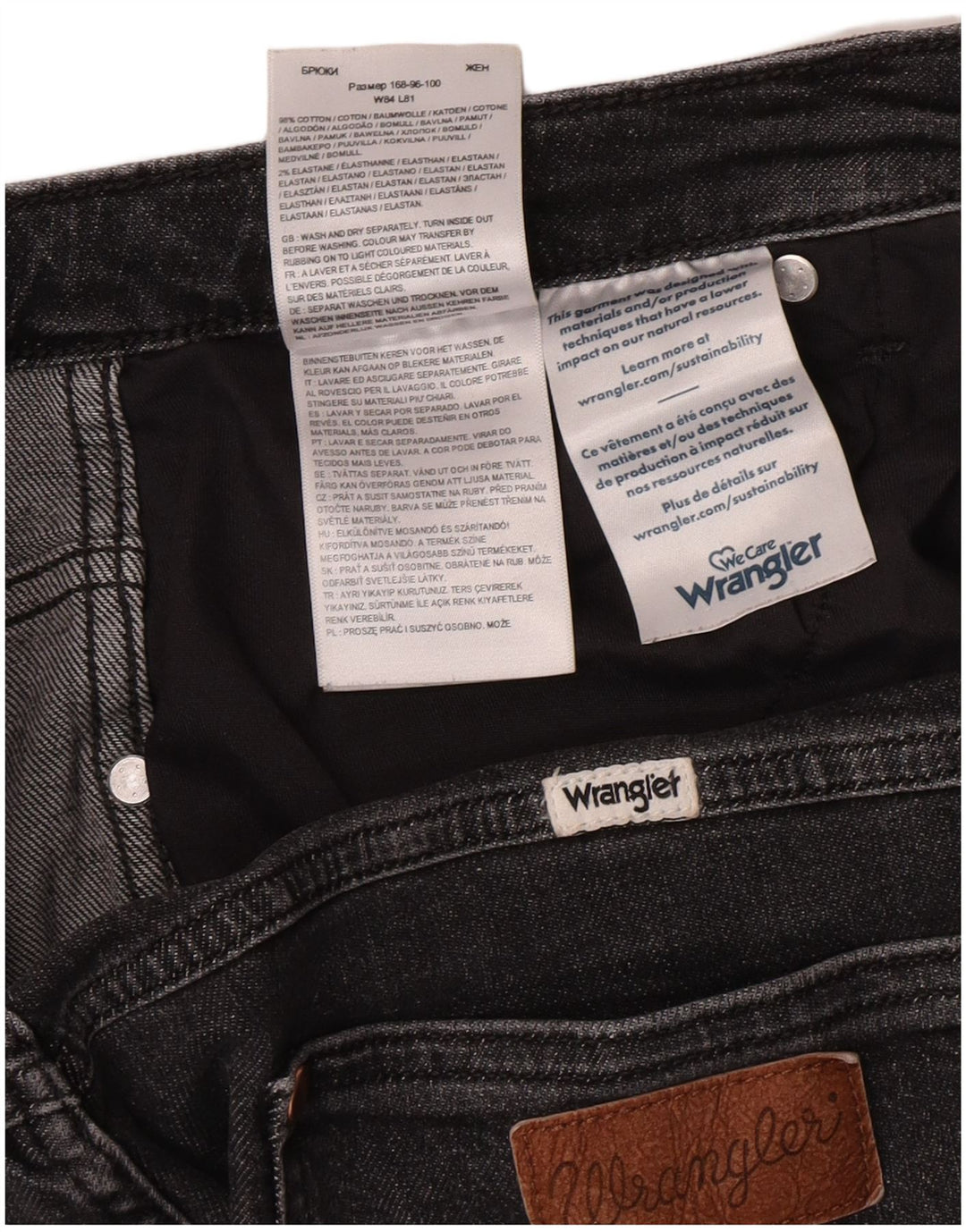 Wrangler Herren Wild West Straight Jeans W33 L28 Graue Baumwolle