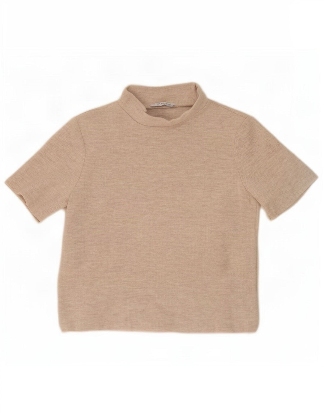 Zara Damen Trafaluc Crop T-Shirt Top UK 14 Medium Beige Polyester