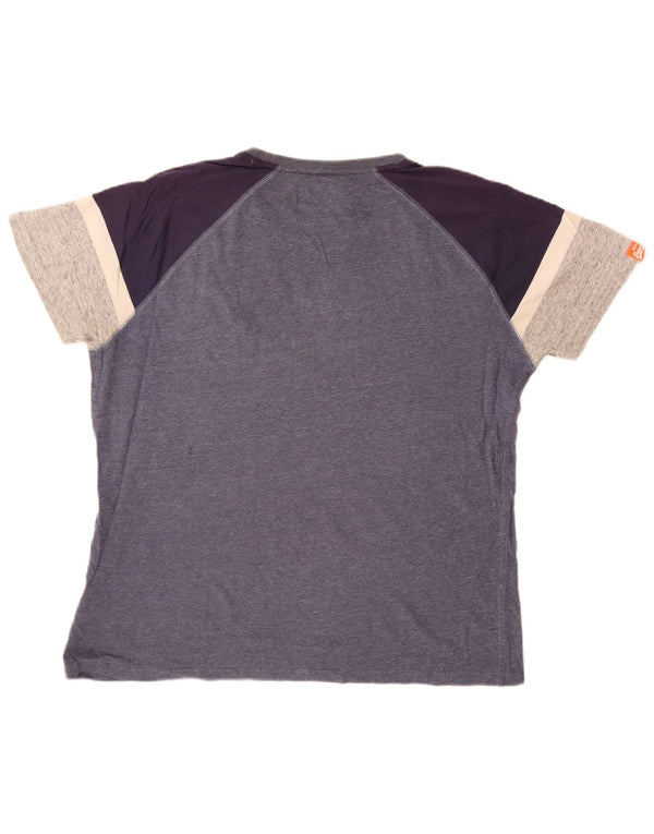 Superdry Herren T-Shirt Top 2XL Blau Colourblock Baumwolle