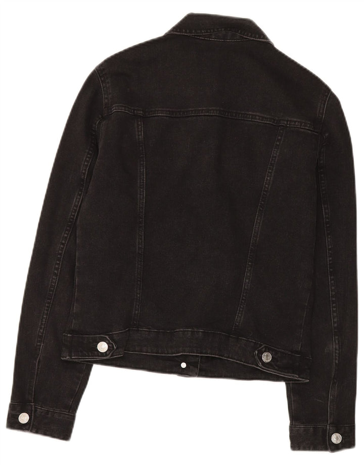 Zara Damen Jeansjacke UK 6 XS Schwarz Baumwolle