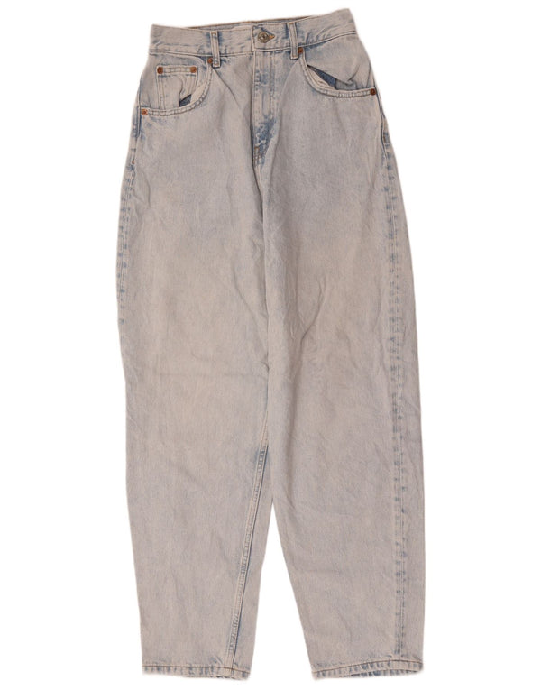 Zara Damen High Waist Tapered Jeans EU 36 XS W26 L29 Blaue Baumwolle