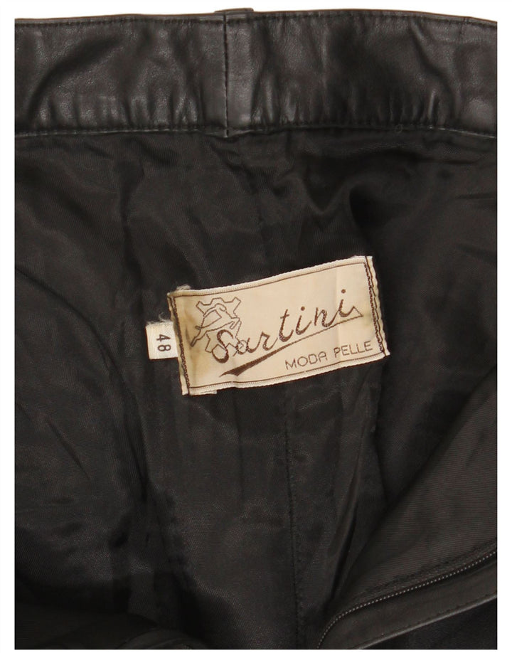 VINTAGE Herren gerade Lederhose IT 48 Medium W32 L31 Schwarz