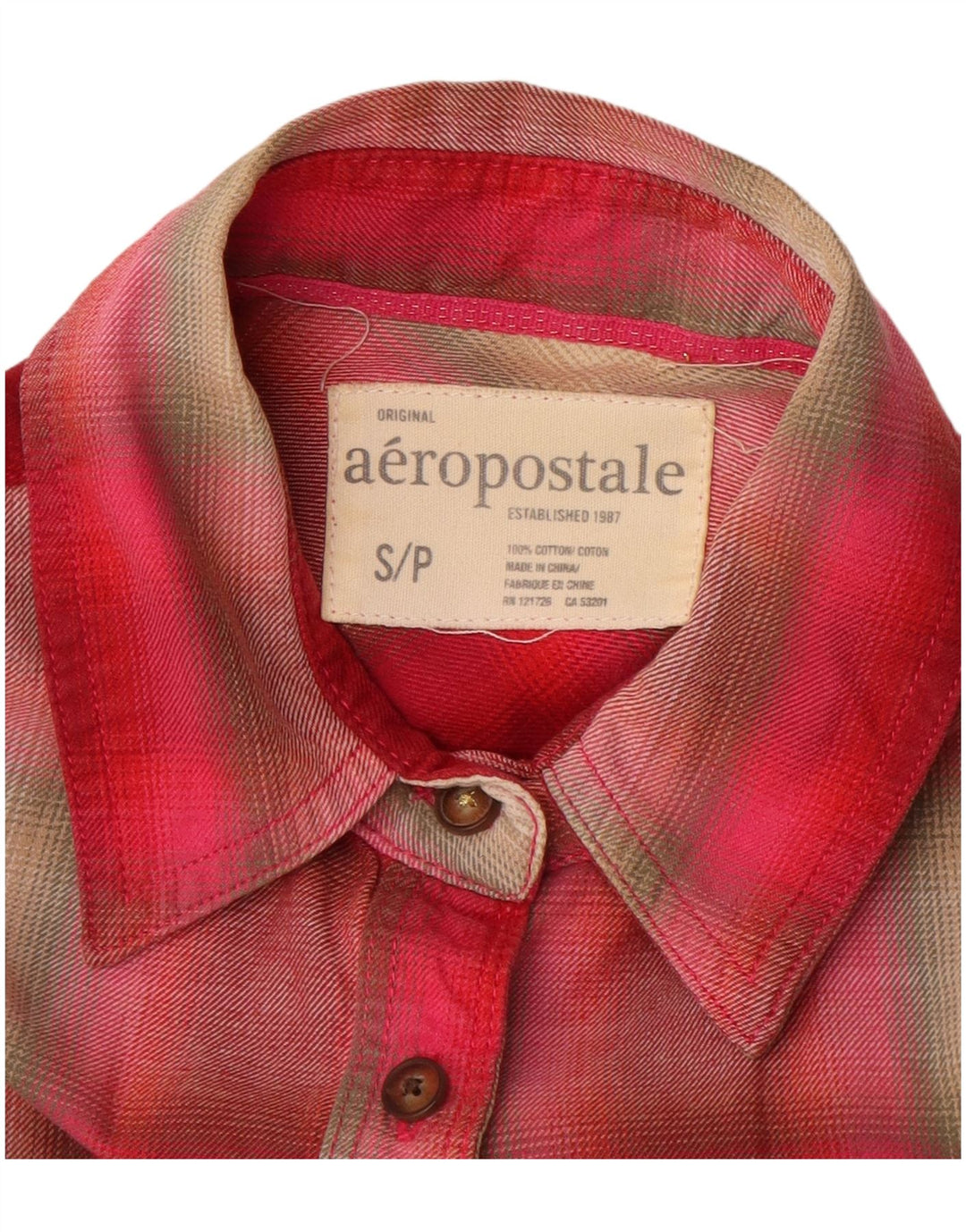 AEROPOSTALE Damen-Hemd UK 10, klein, rot kariert, Baumwolle