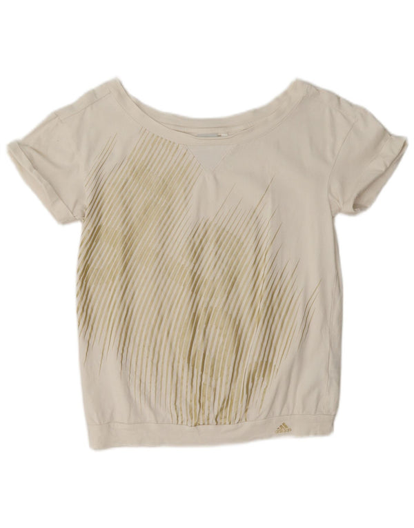 Adidas Damen Grafik T-Shirt Top UK 8 Small Weiße Baumwolle