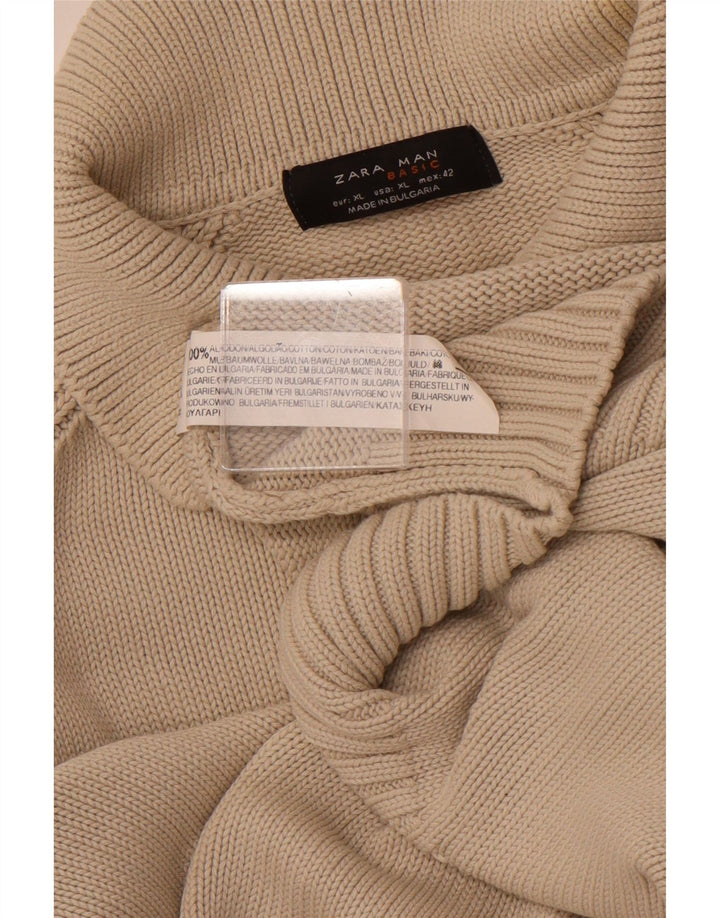 ZARA Herren Rollkragenpullover Pullover XL Beige Baumwolle