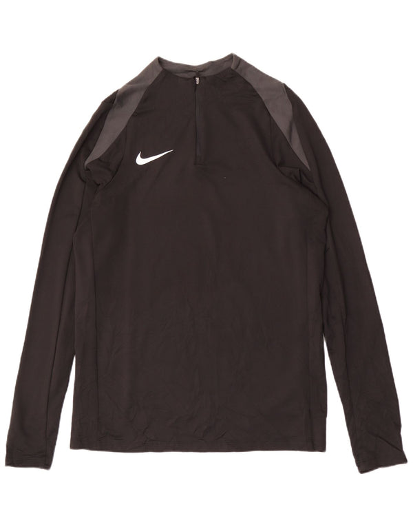 NIKE Herren Dri Fit Pullover-Trainingsanzugoberteil mit Reißverschluss, Mittelschwarz, Farbblock
