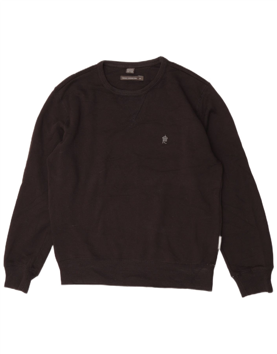 FRENCH CONNECTION Herren-Sweatshirt-Pullover aus mittelschwarzer Baumwolle