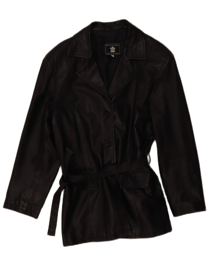 Vintage Damen Lederjacke UK 14 Mittelschwarzes Leder