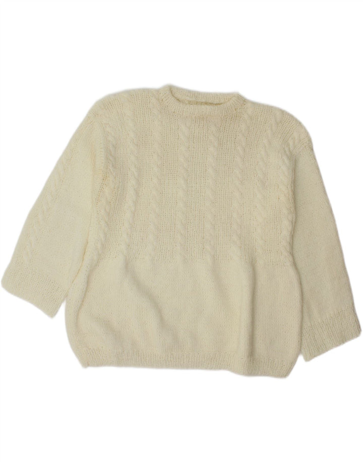 VINTAGE Womens Crew Neck Jumper Sweater UK 16 Large White Vintage Vintage and Second-Hand Vintage from Messina Hembry 