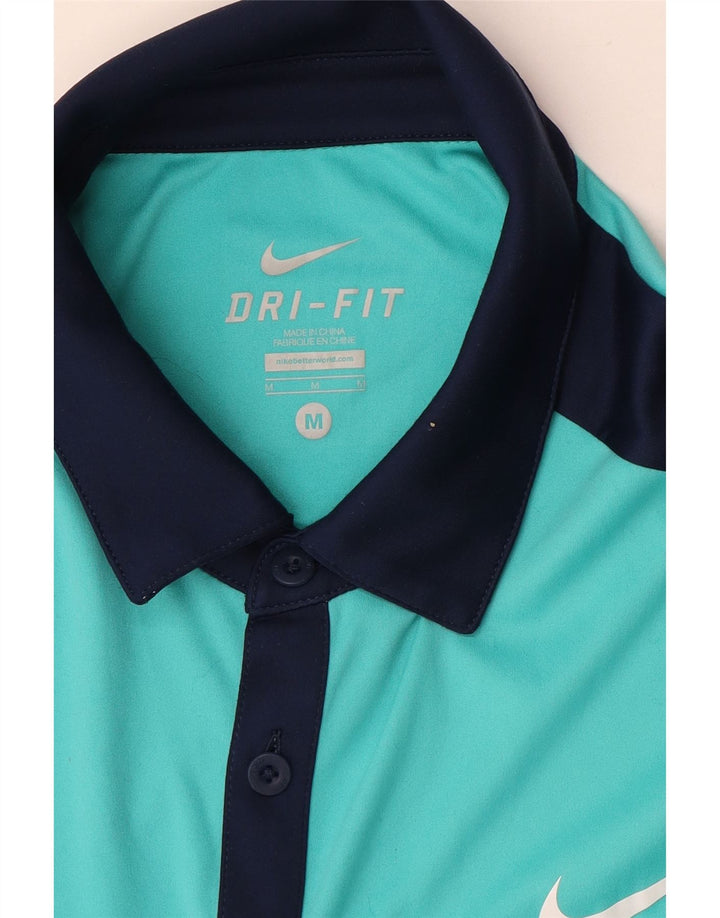NIKE Herren-Dri-Fit-Rugby-Poloshirt, mittelgroß, Türkis, Farbblock
