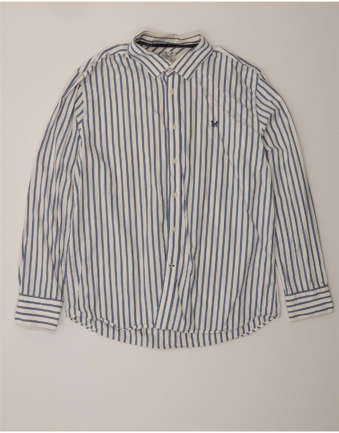 Crew Clothing Herren-Hemd mit klassischer Passform, 2XL, weiß gestreift, Baumwolle