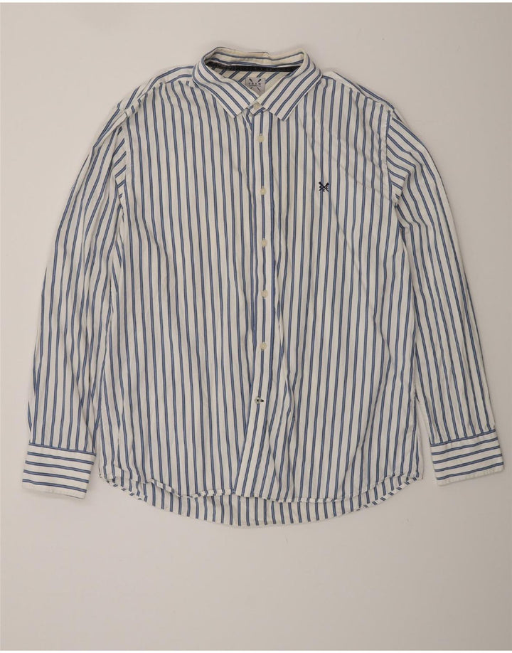 Crew Clothing Herren-Hemd mit klassischer Passform, 2XL, weiß gestreift, Baumwolle