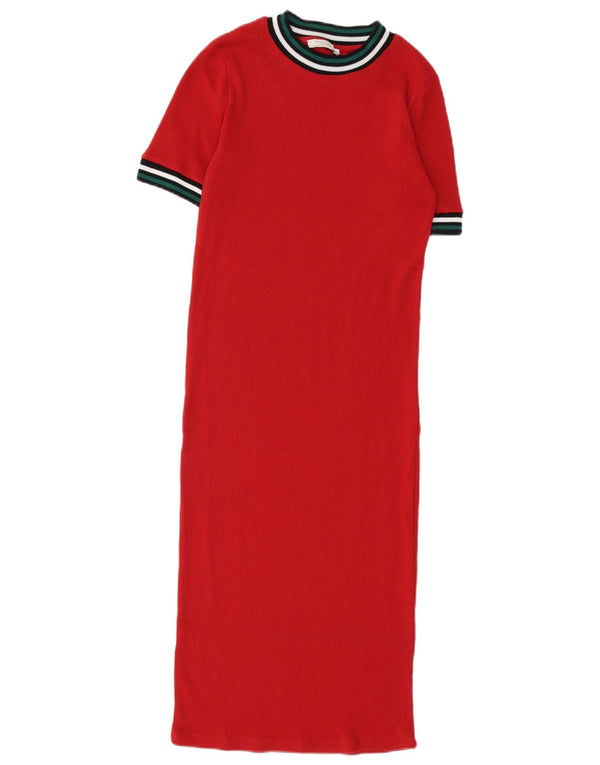 Zara Damen Trafaluc Maxi T-Shirt Kleid UK 10 Small Rot