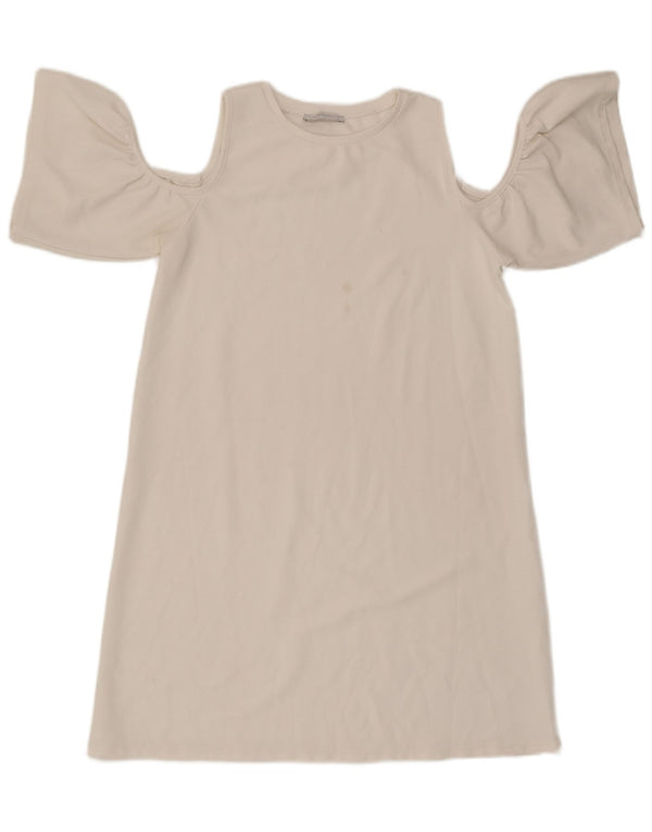Zara Damen schulterfreies Kleid UK 10 Small Weiß