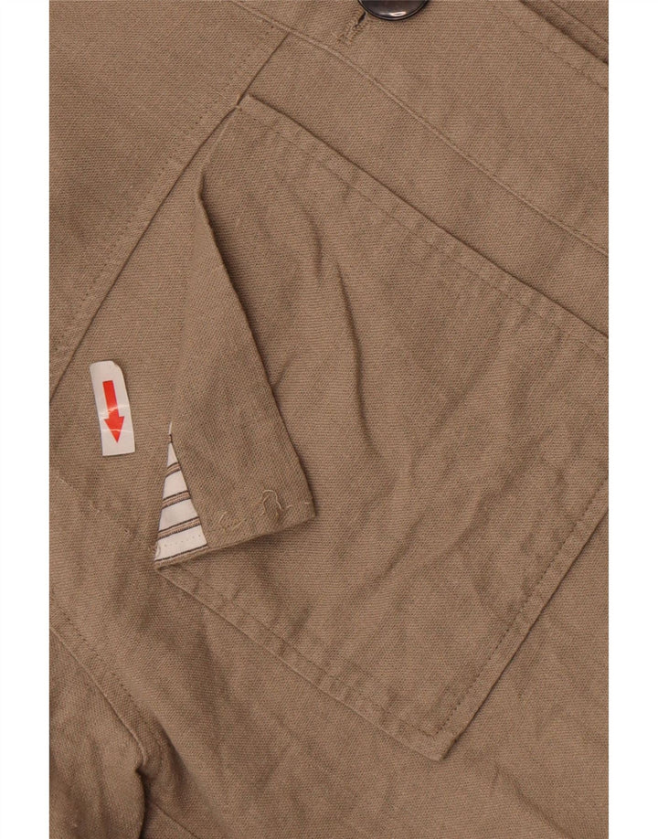 Zara Damen Crop Übergroße Bomberjacke UK 10 Small Beige Leinen