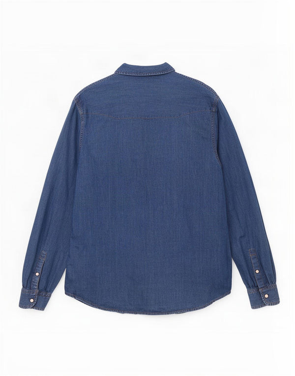 Wrangler Herren-Jeanshemd mit schmaler Passform, große blaue Baumwolle