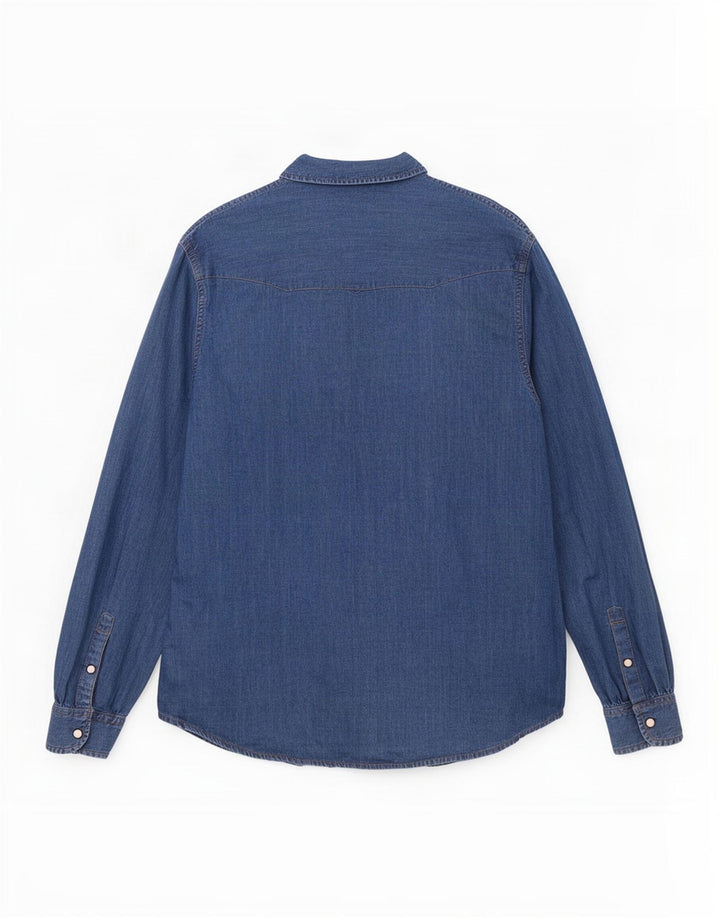 Wrangler Herren-Jeanshemd mit schmaler Passform, große blaue Baumwolle