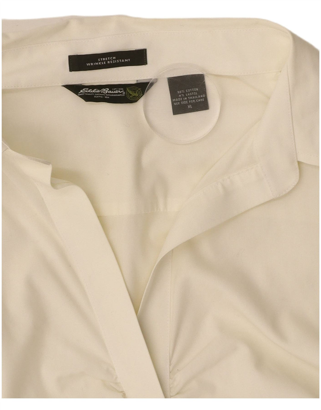 EDDIE BAUER Damen 3/4-Ärmel-Pullover-Hemdbluse UK 18 XL Weiße Baumwolle