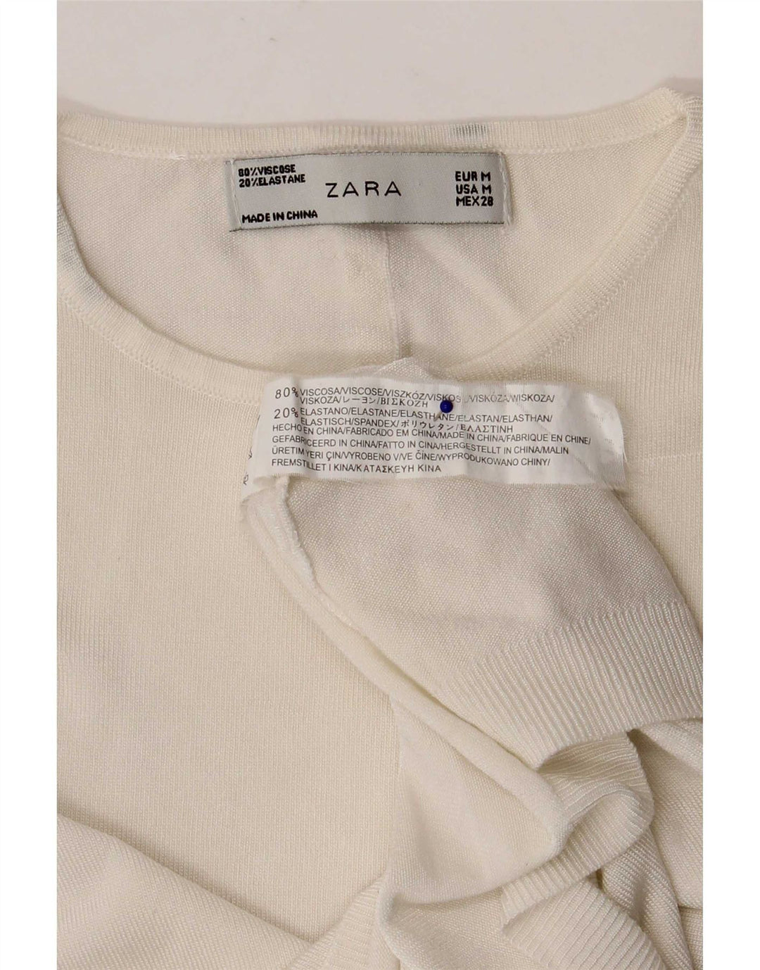 Zara Damen Crop Vest Top UK 12 Mittelweiße Viskose